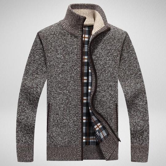 Suéter de Punto para Hombre con Mangas de Terciopelo - Chamarra Abrigada de Otoño