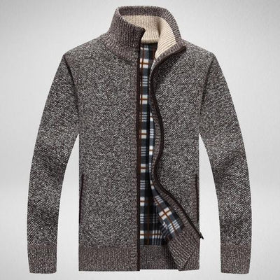 Suéter de Punto para Hombre con Mangas de Terciopelo - Chamarra Abrigada de Otoño
