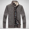 Suéter de Punto para Hombre con Mangas de Terciopelo - Chamarra Abrigada de Otoño