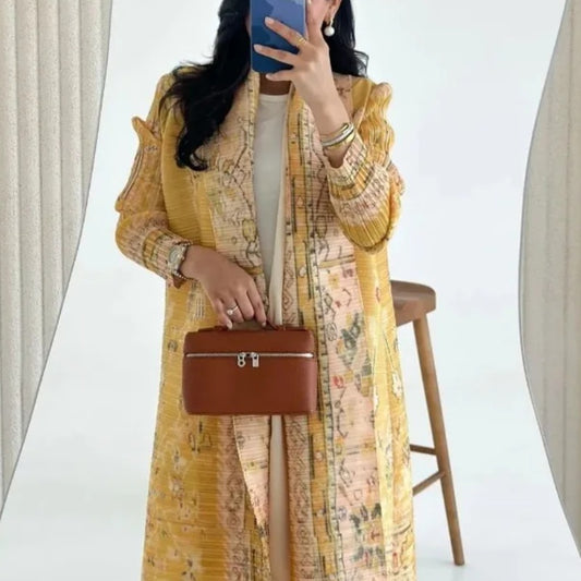 Cardigan Chal Estampado con Pliegues para Mujer
