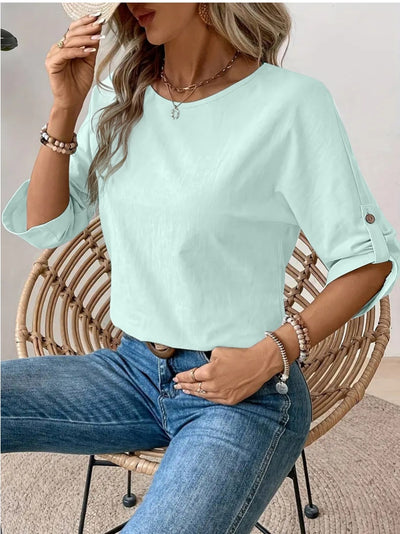 Blusa Casual de Cuello Redondo Diseño Elegante y Minimalista para Mujer - Image 27