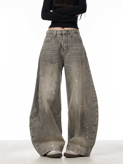 Pantalones Vaqueros Retro Splash Ink Machete para Pareja - Image 3