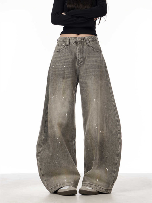 Pantalones Vaqueros Retro Splash Ink Machete para Pareja - Image 3