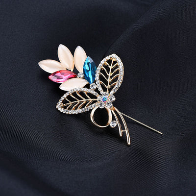 Broche de Aleación con Diamante Hueco y Hoja - Image 8