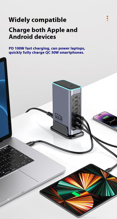Cargador Rápido GaN 660W Multi-Puerto para Dispositivos Móviles y Tablets - Image 16
