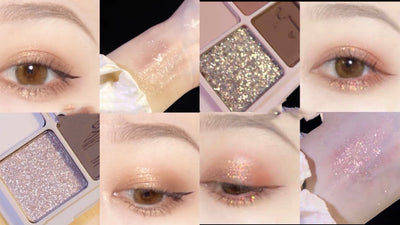 Paleta de Sombras de Ojos 4 Colores Mate Perlado Gris Tierra Púrpura Impermeable con Brillo - Image 9