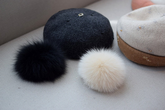 Gorro Vintage de Lana con Pompón de Pelaje de Zorro para Otoño e Invierno - Image 10