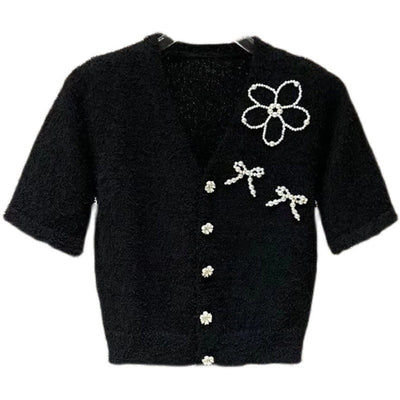 Conjunto Casual: Top Tejido Escote V Manga Corta + Shorts Anchos PU - Image 3