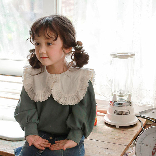 Suéter Infantil con Solapa Grande Estilo Dulce