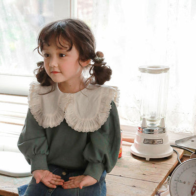 Suéter Infantil con Solapa Grande Estilo Dulce