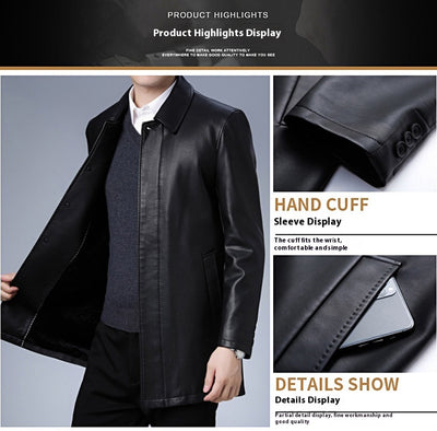 Chaqueta de Cuero para Hombre con Forro Térmico y Solapa - Image 9