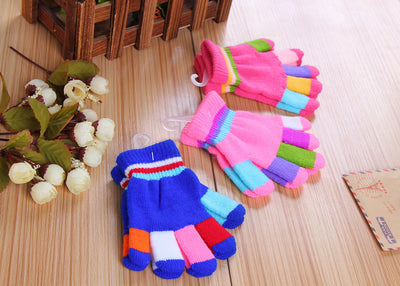 Guantes Térmicos Gruesos a Rayas Multicolores con Dedos Completos - Image 11