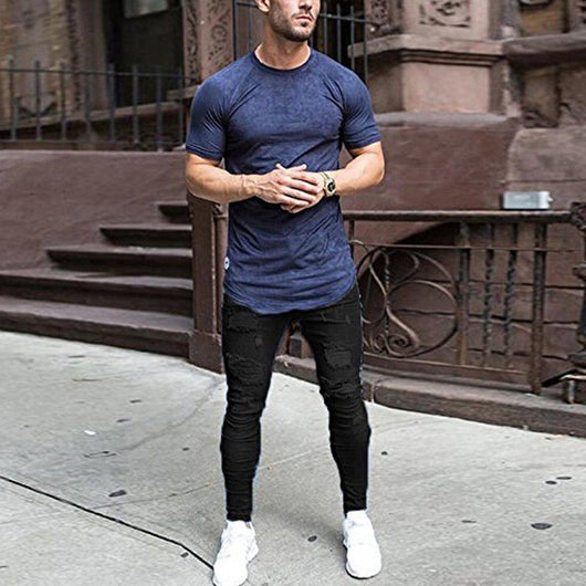 Jeans Ajustados para Hombre con Corte Entallado en Rodillas - Image 9
