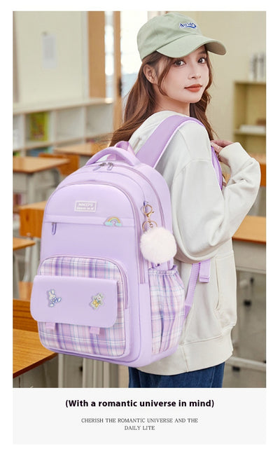 Mochila Escolar a Cuadros para Niñas de Primaria - Image 25
