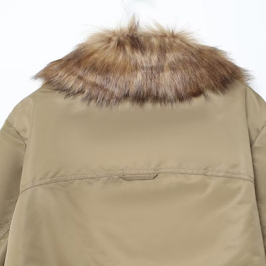 Abrigo de Algodón para Mujer con Cuello de Piel Desmontable - Image 19