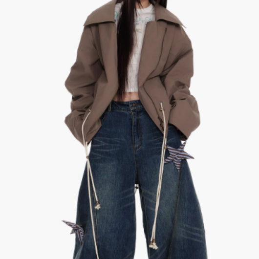 Pantalones Vaqueros de Trabajo Pierna Recta Cintura Alta para Mujer - Image 4