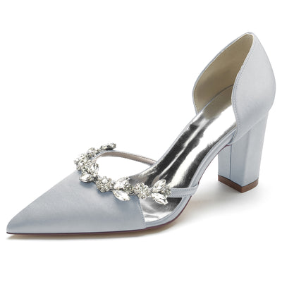 Zapatos de Tacón Cuadrado con Punta Afilada y Cristales Brillantes - Image 35