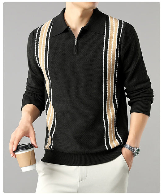 Suéter de Punto Colorblock con Cuello y Cierre Medio Cremallera para Hombre - Image 46