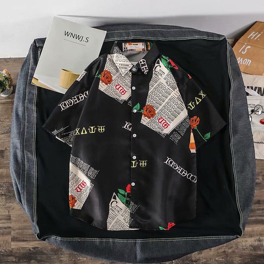 Camisa Suelta Estampada de Manga Corta para Hombre - Image 15