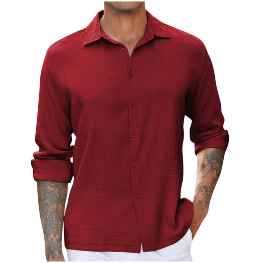 Camisa Casual para Hombre con Cuello Vuelto y Efecto Bubble - Image 6