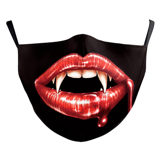 Red textured Halloween face mask with a grotesque skin design, prominent nose, and open mouth, featuring black ear loops. - Image 12