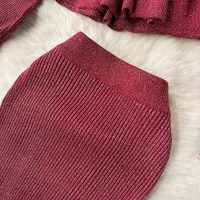 Conjunto Falda Suéter Escotado con Volantes - Image 24