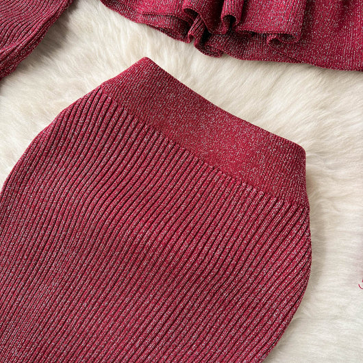 Conjunto Falda Suéter Escotado con Volantes - Image 24