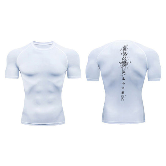 Playera de Compresión Estampado Espada Manga Corta Verano Hombre - Image 23