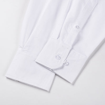 Camisa Oxford Blanca de Manga Larga con Detalles de Cinta en Hombros - Image 5
