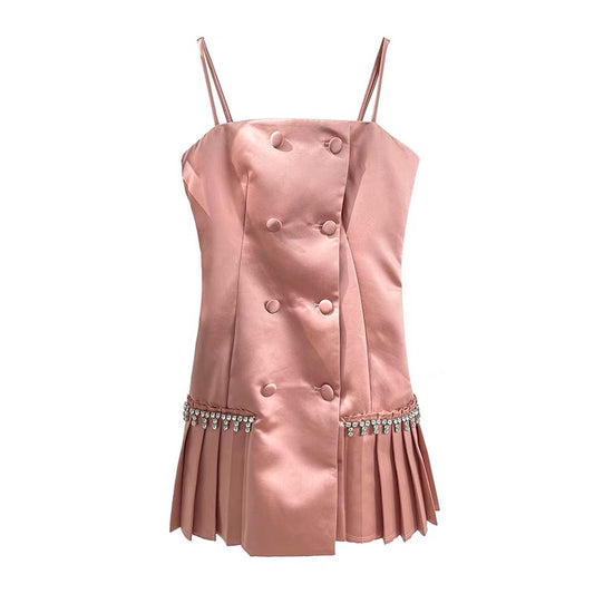 Vestido Satinado Tipo Camisero Ligero con Tirantes para Verano
