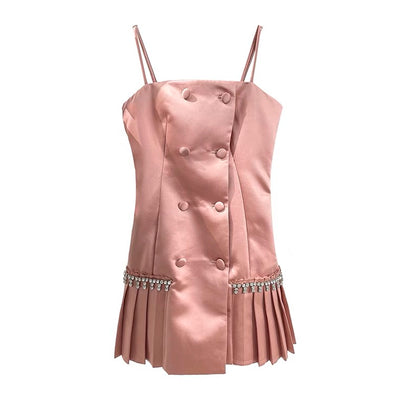 Vestido Satinado Tipo Camisero Ligero con Tirantes para Verano