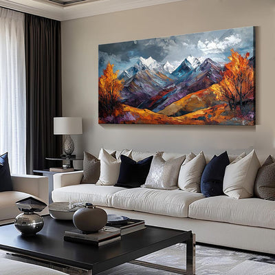 Cuadro de Óleo Artesanal Montaña Nevada - Paisaje Otoñal para Decoración del Hogar - Image 3