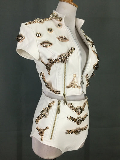 Traje de Cuero Jazz de 2 Piezas para Baile de Nightclub - Image 12