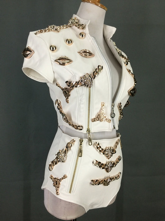 Traje de Cuero Jazz de 2 Piezas para Baile de Nightclub - Image 12