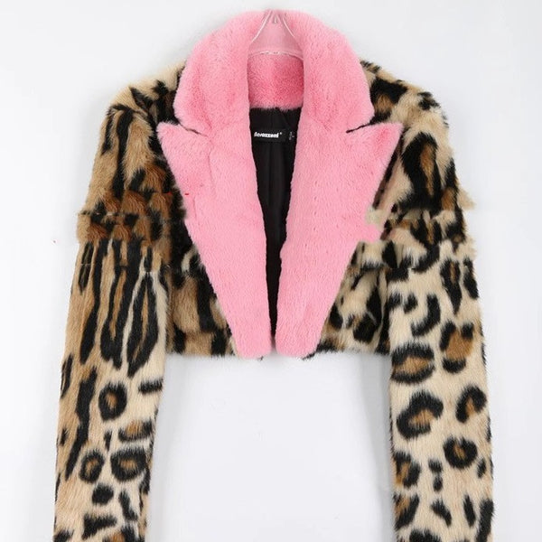 Abrigo de Piel Sintética Estampado Leopardo para Mujer - Otoño e Invierno