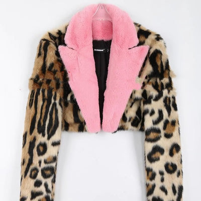 Abrigo de Piel Sintética Estampado Leopardo para Mujer - Otoño e Invierno