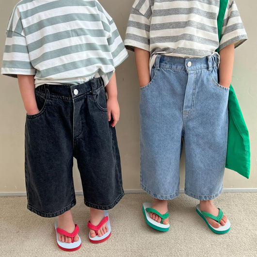 Pantalones Vaqueros Niña Cintura Ancha Estilo Moderno