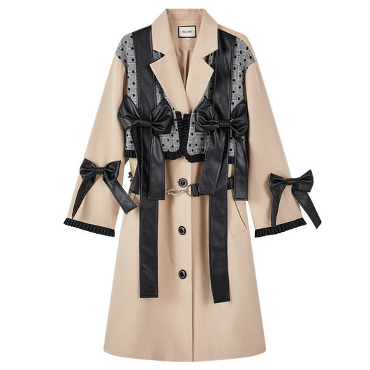 Abrigo Largo Estilo Británico Khaki con Superposición de Dos Piezas - Image 4