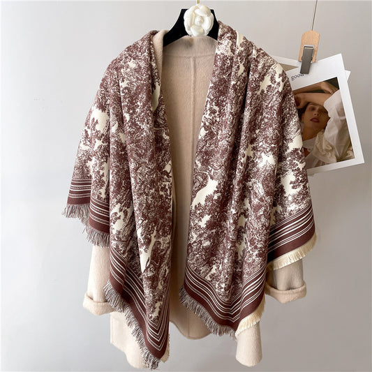 Poncho Dos Tonos Grueso y Cálido para Hombre