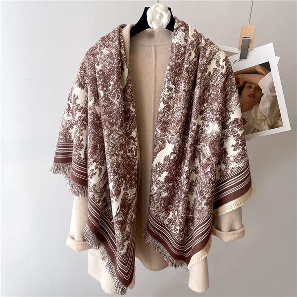 Poncho Dos Tonos Grueso y Cálido para Hombre