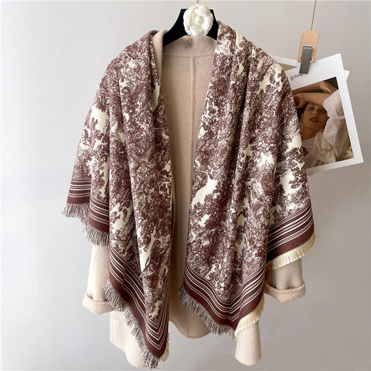Poncho Dos Tonos Grueso y Cálido para Hombre