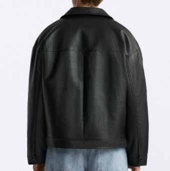 Chaqueta de Cuero Sintético Cuadrada para Hombre - Image 5