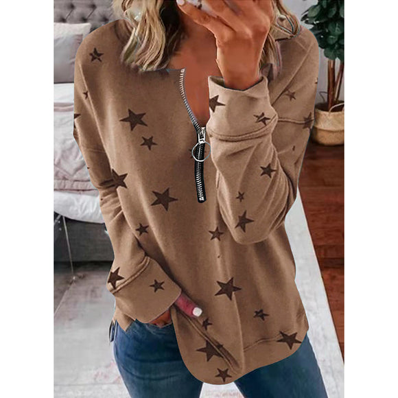 Sudadera Estampado Estrellas Manga Larga para Mujer