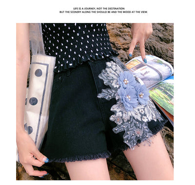 Shorts Denim Talle Alto para Mujer con Aplicaciones de Moda Primavera Verano - Image 8
