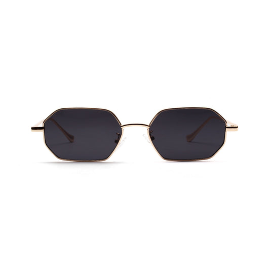 Vintage octagonal sunglasses with a gold metal frame and dark lenses, offering UV400 protection. - Image 2