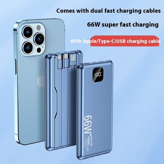 Batería Portátil de Carga Rápida 20000 mAh con Cable Integrado