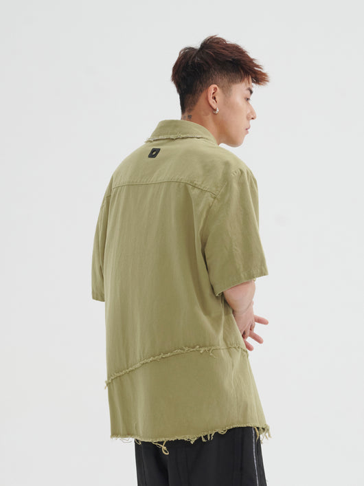 Camisa de Mezclilla Desteñida con Puños Deshilachados - Image 8
