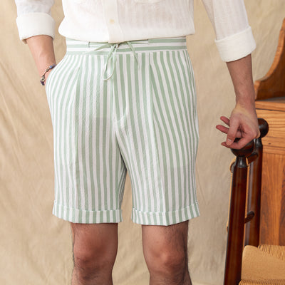 Shorts Seersucker Cintura Elástica Talle Medio-Alto
