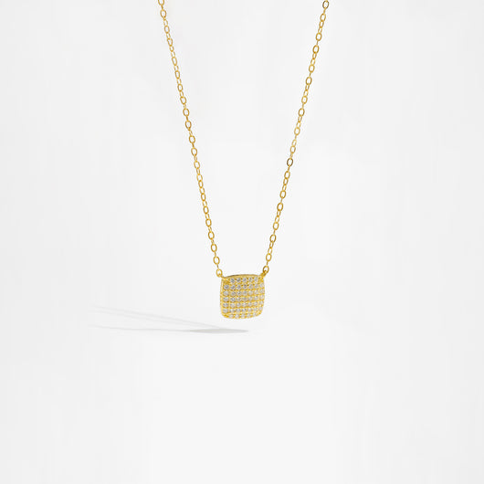 Collar Colgante de Plata 925 con Piedra Cuadrada y Pavé Completo - Image 4
