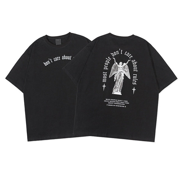 Camiseta Suelta Hip Hop con Estampa de Retrato - Manga Corta